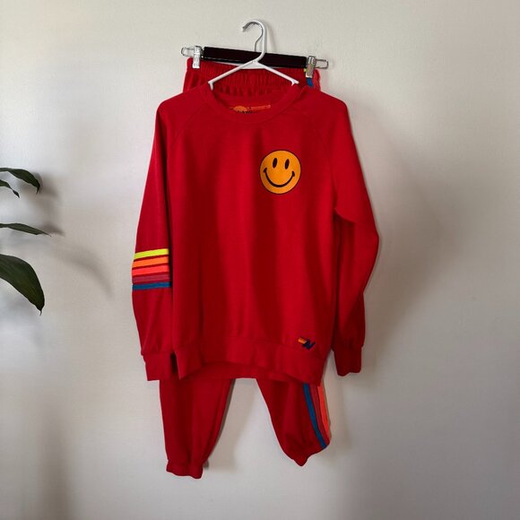 Aviator Nation Smiley 2 Crewneck Sweatshirt and Five Stripe Sweatpants - Picture 1 of 11